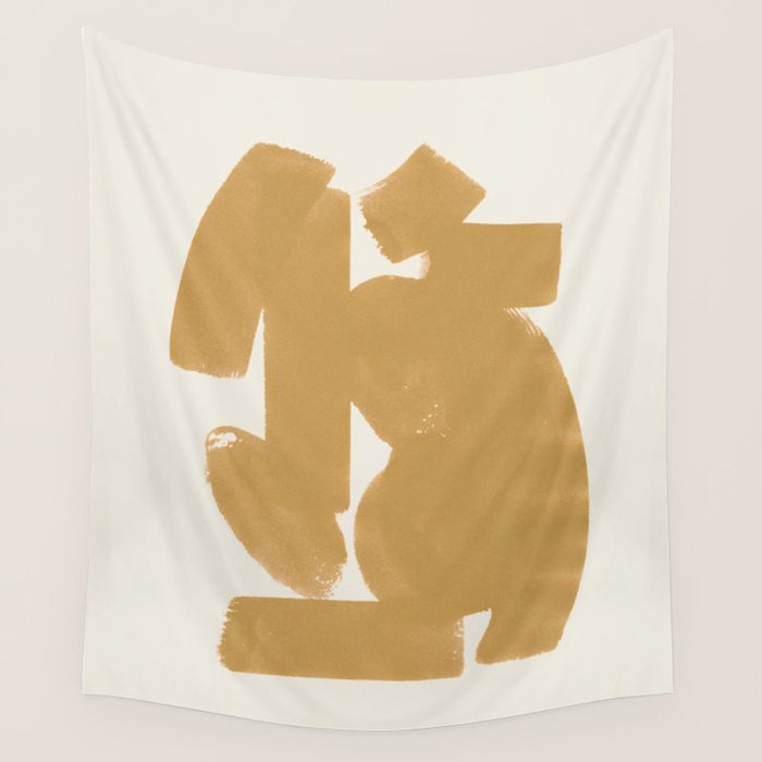 Abstract Paint Form 1 - Gold Yellow Wall Tapestry Gallery Image 1