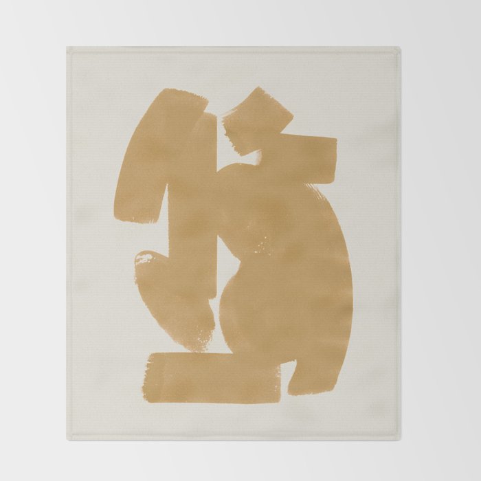 Abstract Paint Form 1 - Gold Yellow Throw Blanket Gallery Image 2