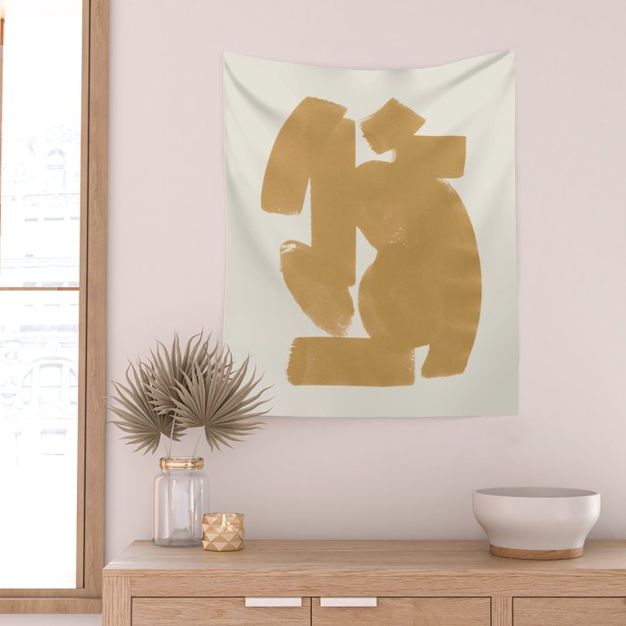 Abstract Paint Form 1 - Gold Yellow Wall Tapestry Gallery Image 2
