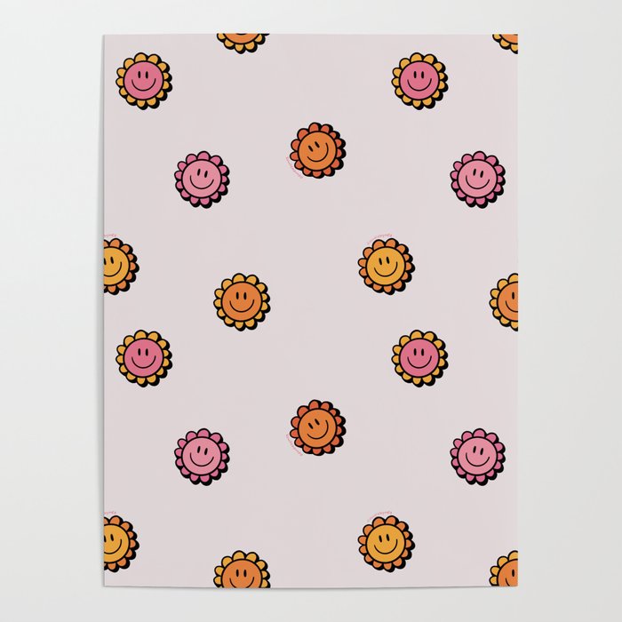 Happy Flower Print in Cream Poster Gallery Image 4