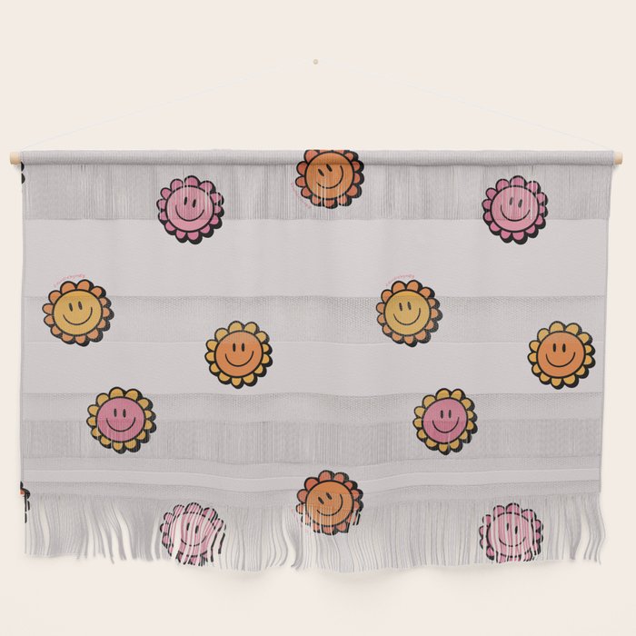 Happy Flower Print in Cream Wall Hanging Gallery Image 1