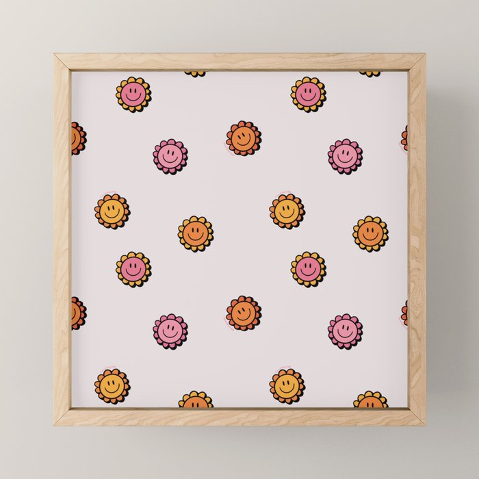 Happy Flower Print in Cream Mini Art Print Gallery Image 1
