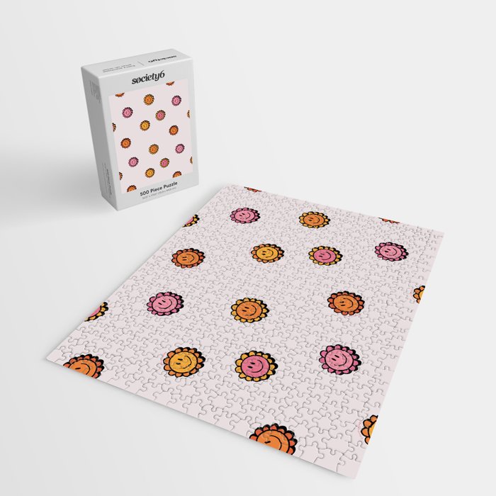 Happy Flower Print in Cream Jigsaw Puzzle Gallery Image 2