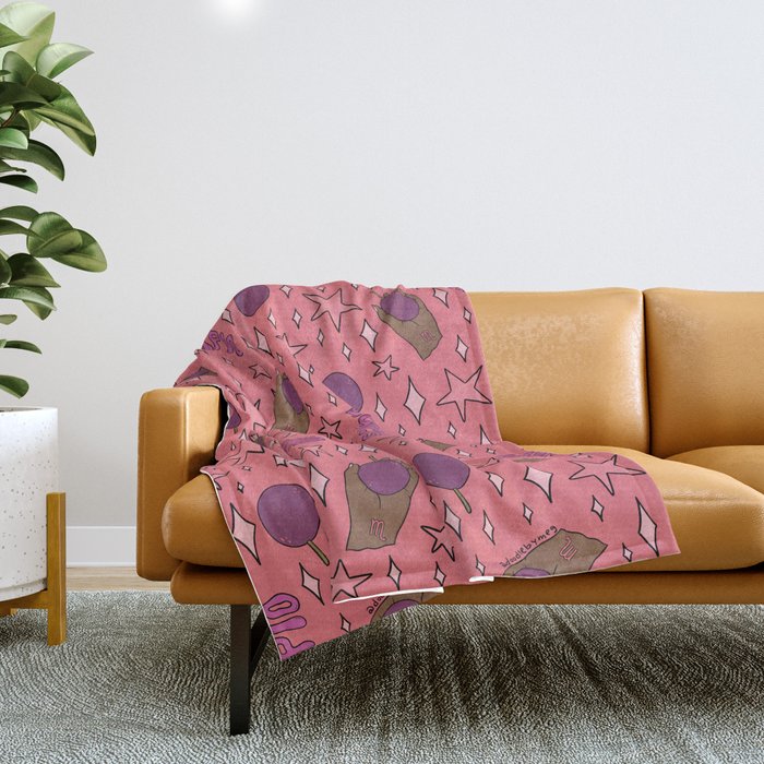 Scorpio Passionfruit Print Throw Blanket Gallery Image 1