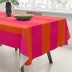 Bright Neon Pink and Orange Horizontal Cabana Tent Stripes Tablecloth Gallery Image 3