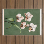 White Orchid Floral Art 4  Outdoor Rug Gallery Image 1