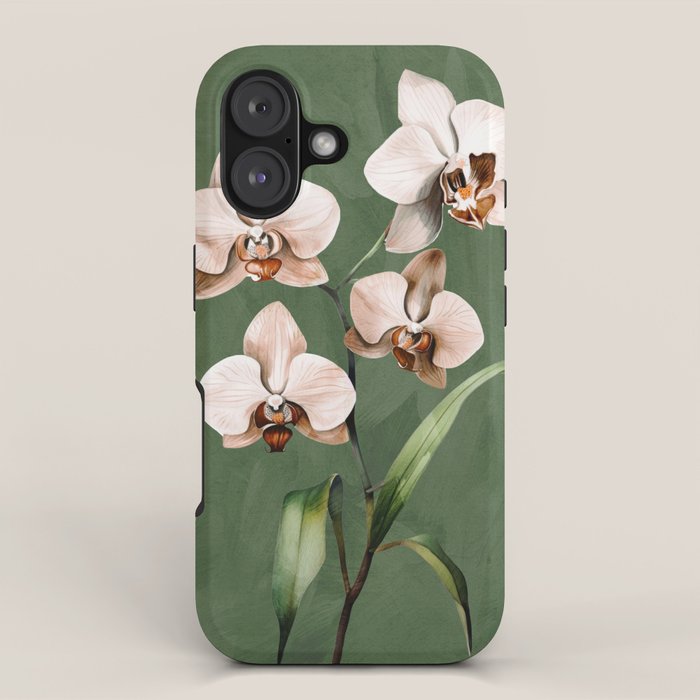 White Orchid Floral Art 4  iPhone Case Gallery Image 1