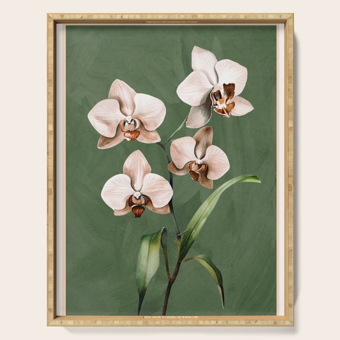 White Orchid Floral Art 4  Serving Tray Gallery Image 1