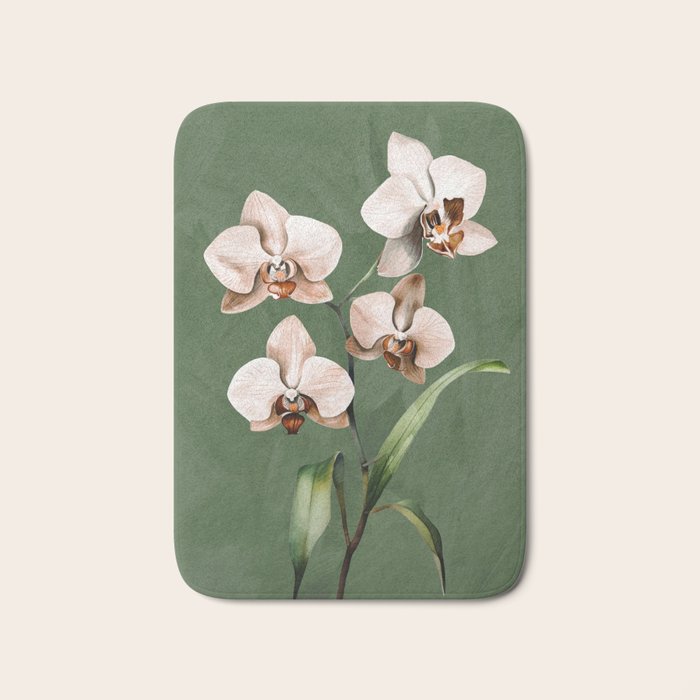 White Orchid Floral Art 4  Bath Mat Gallery Image 1