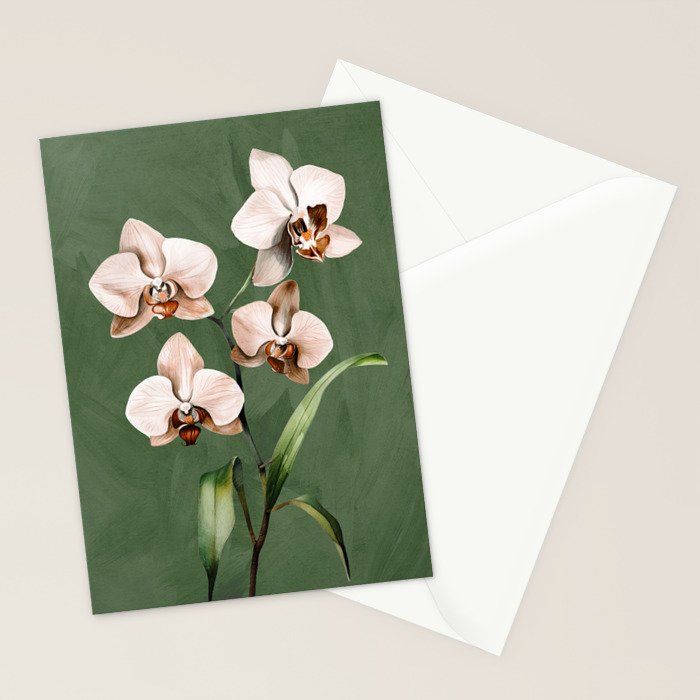 White Orchid Floral Art 4  Stationery Card Gallery Image 2