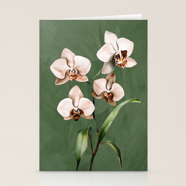 White Orchid Floral Art 4  Stationery Card Gallery Image 2