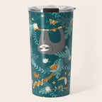 Sloth Hanging in a Teal Forest Travel Mug Gallery Image 1