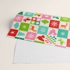 Retro Ditsy Holiday Icons Check pattern - candy Wrapping Paper Gallery Image 2