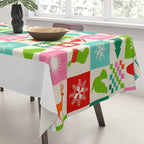 Retro Ditsy Holiday Icons Check pattern - candy Tablecloth Gallery Image 3