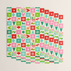 Retro Ditsy Holiday Icons Check pattern - candy Wrapping Paper Gallery Image 3