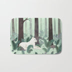 White Wolf in the Flowering Forest Bath Mat Gallery Image 1