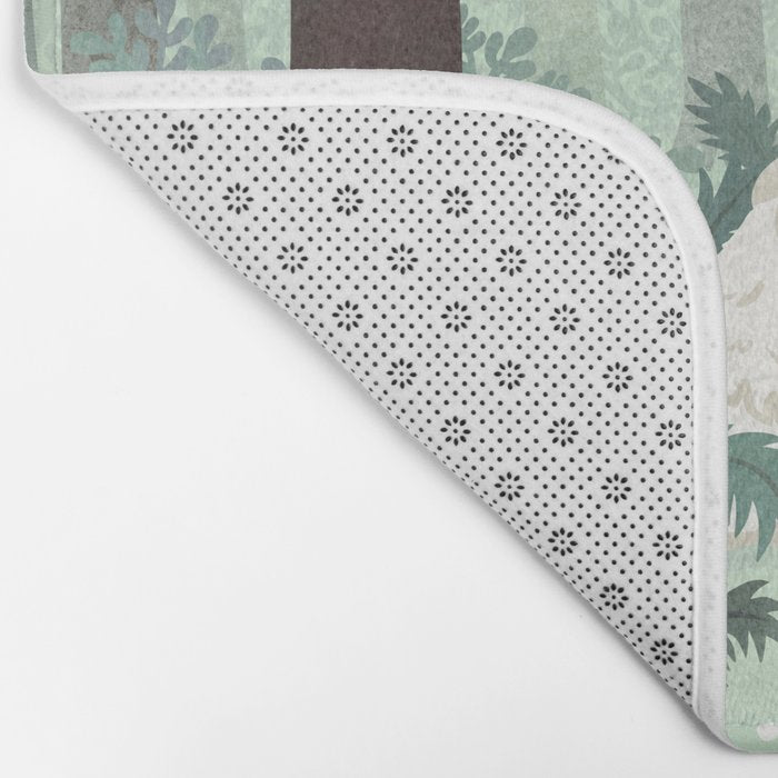 White Wolf in the Flowering Forest Bath Mat Gallery Image 2