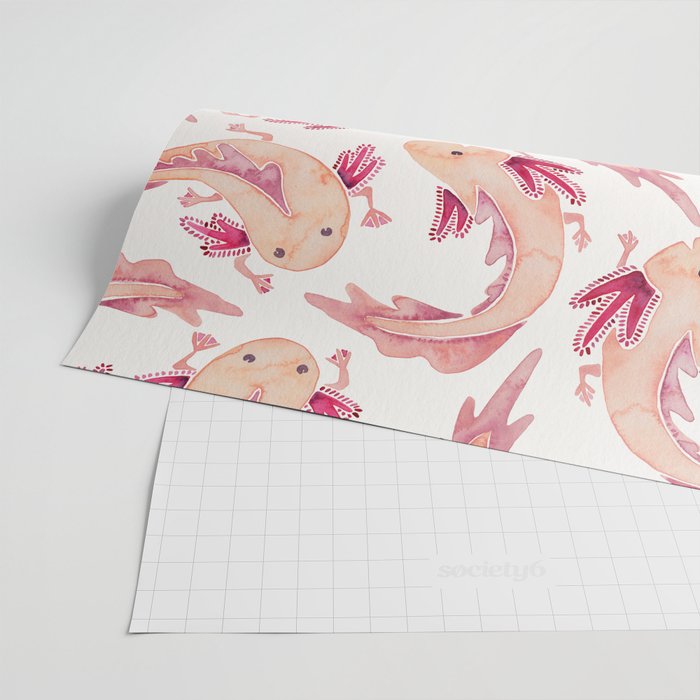 Mexican Axolotls Watercolor Wrapping Paper Gallery Image 2