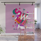 SWEET - colorful typography on pink Wall Mural Gallery Image 1