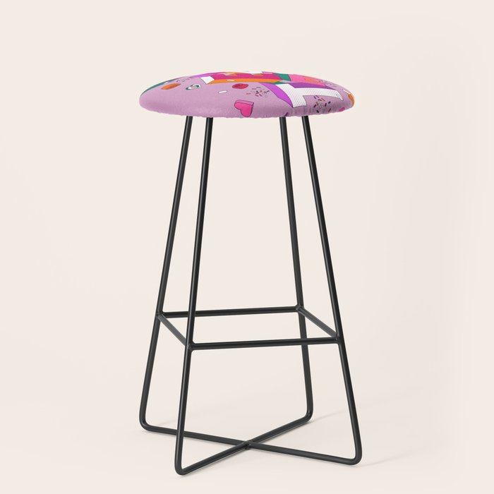 SWEET - colorful typography on pink Stool Gallery Image 1