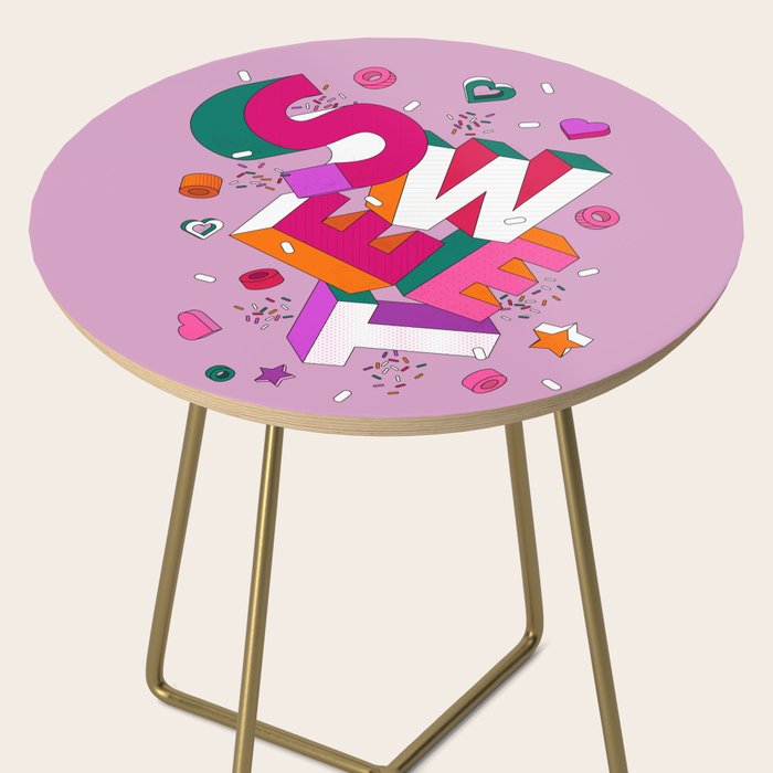 SWEET - colorful typography on pink Side Table Gallery Image 2