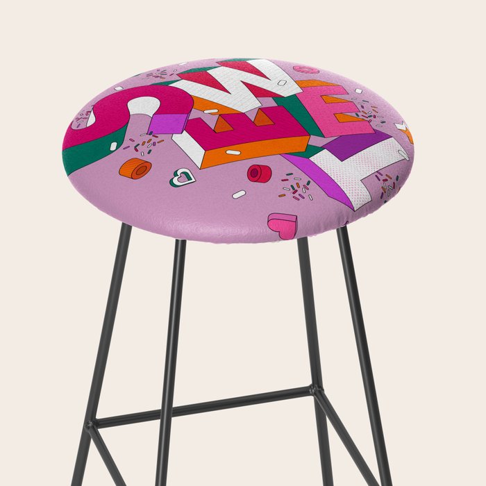 SWEET - colorful typography on pink Stool Gallery Image 2
