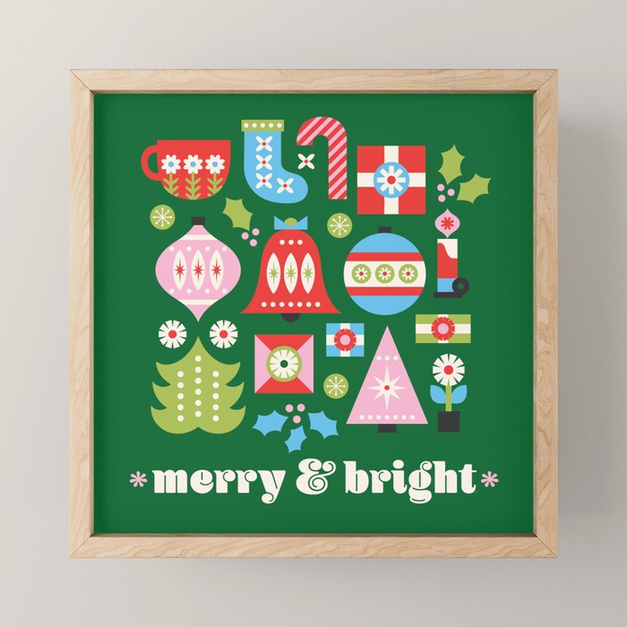 Merry & Bright Christmas | Green Mini Art Print Gallery Image 1