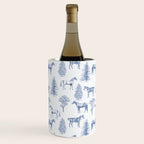 HORSES and TREES Blue Monochrome Toile Pattern  Wine Chiller Gallery Image 3