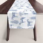 HORSES and TREES Blue Monochrome Toile Pattern  Table Runner Gallery Image 1