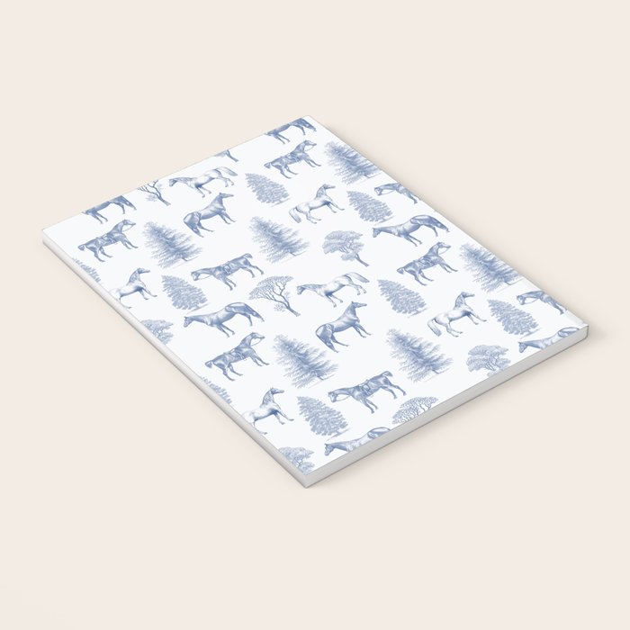 HORSES and TREES Blue Monochrome Toile Pattern  Notebook Gallery Image 3