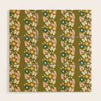 Floral Stripe - Olive  Wood Wall Art Gallery Image 1