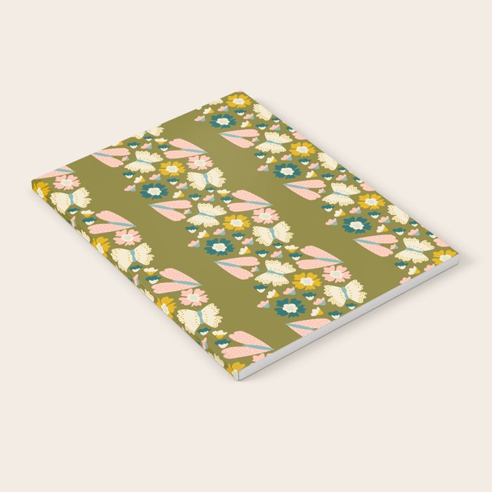 Floral Stripe - Olive  Notebook Gallery Image 2
