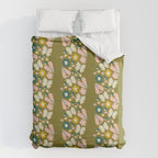 Floral Stripe - Olive  Duvet Cover Gallery Image 6