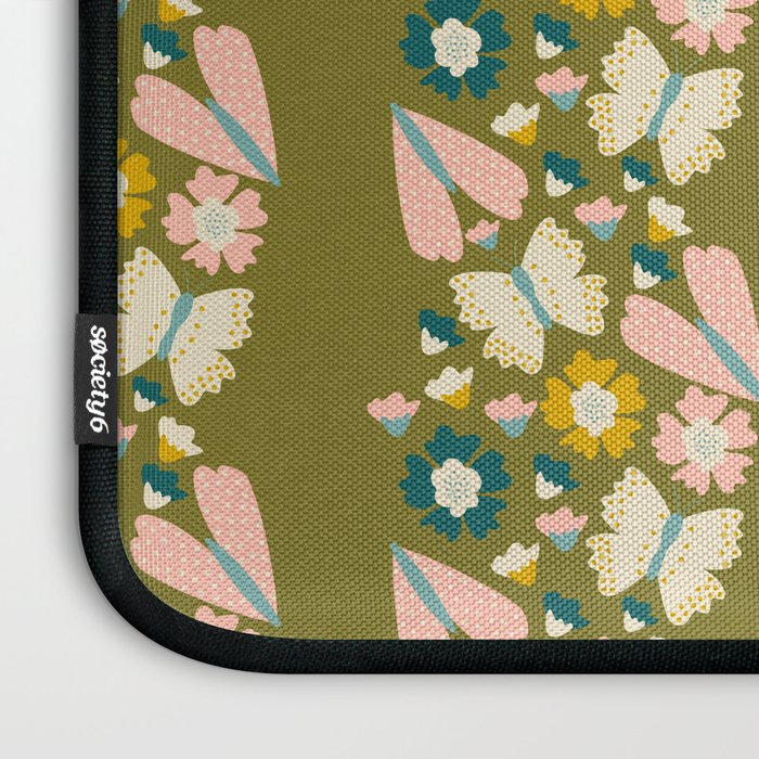 Floral Stripe - Olive  Laptop Sleeve Gallery Image 3