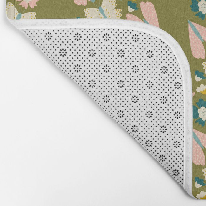 Floral Stripe - Olive  Bath Mat Gallery Image 2