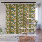 Floral Stripe - Olive  Wall Mural Gallery Image 1