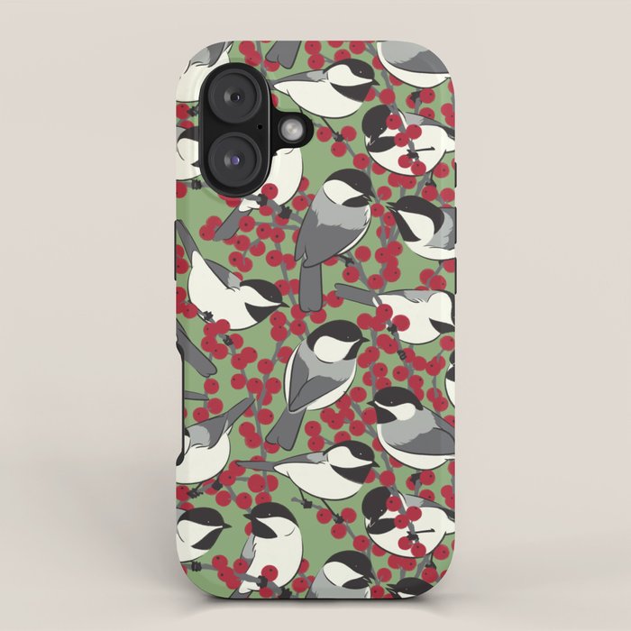 Chickadees & Winterberry Holly iPhone Case Gallery Image 1