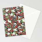 Chickadees & Winterberry Holly Stationery Card Gallery Image 2