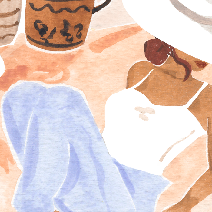 Woman Sitting by the Window Art Print - Sabina Fenn Illustration - Feminine Gouache Tropical Portrai Coffee Mug Gallery Image 2
