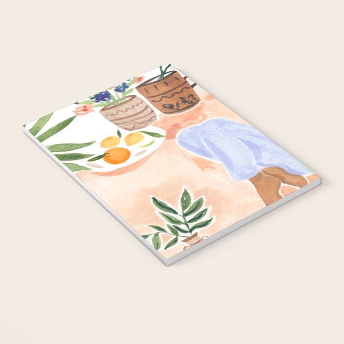 Woman Sitting by the Window Art Print - Sabina Fenn Illustration - Feminine Gouache Tropical Portrai Notebook Gallery Image 3