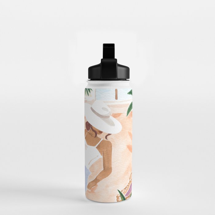 Woman Sitting by the Window Art Print - Sabina Fenn Illustration - Feminine Gouache Tropical Portrai Water Bottle Gallery Image 2