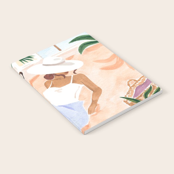 Woman Sitting by the Window Art Print - Sabina Fenn Illustration - Feminine Gouache Tropical Portrai Notebook Gallery Image 1