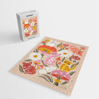 Kittens & Shrooms - Pink & Coral on Cream Jigsaw Puzzle Gallery Image 2