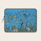 Chinoiserie Exotic Jungle Monkey Peacock Cobalt Blue Fresco Art Laptop Sleeve Gallery Image 1