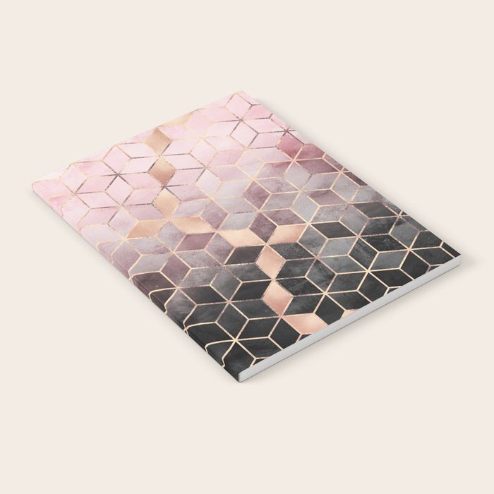 Pink And Grey Gradient Cubes Notebook Gallery Image 2