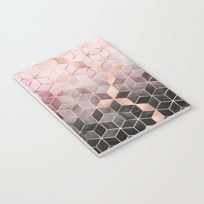 Pink And Grey Gradient Cubes Notebook Gallery Image 3