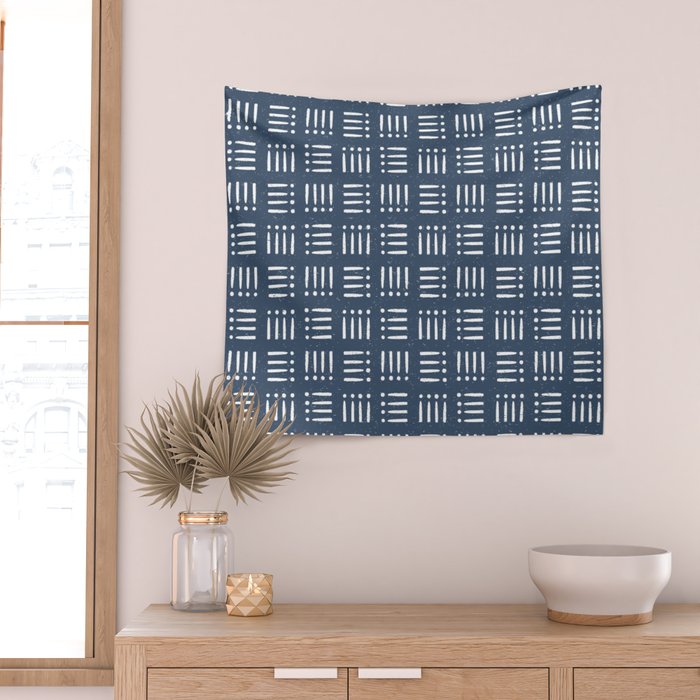 Mudcloth | Classic Blue Wall Tapestry Gallery Image 2