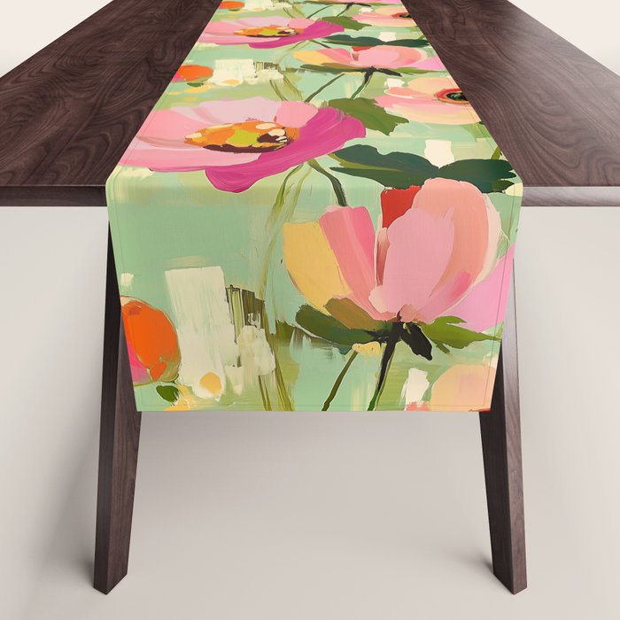 Bold Impressionist Floral Pattern Table Runner Gallery Image 1