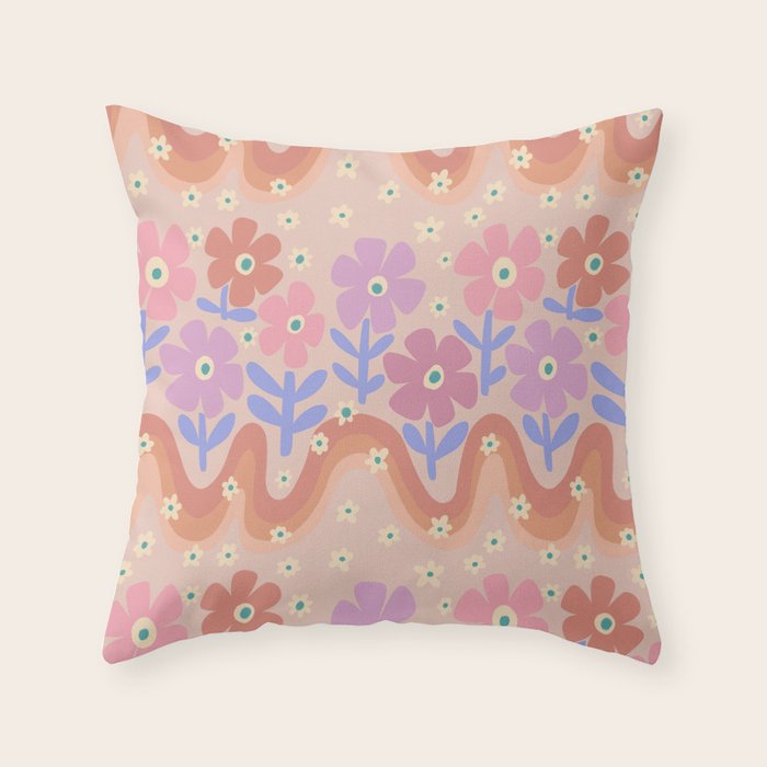 70s Retro Floral vibe Throw Pillow Gallery Image 6