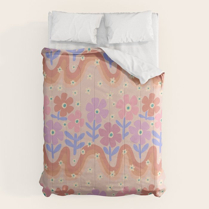 70s Retro Floral vibe Comforter Gallery Image 1